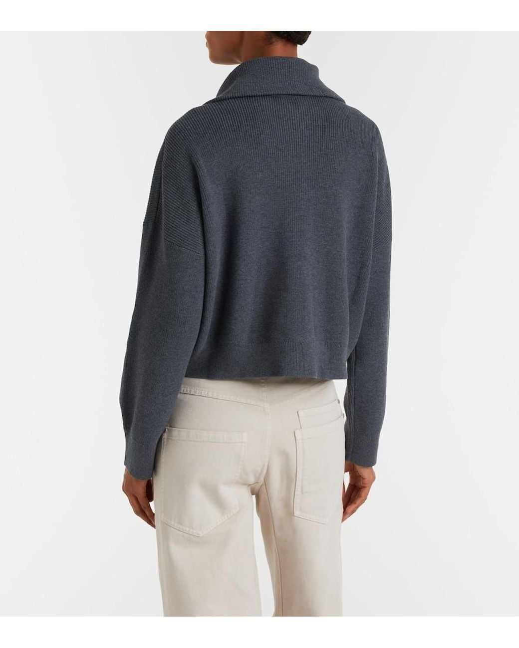 Brunello Cucinelli Gray Cotton Zip-Up Cardigan