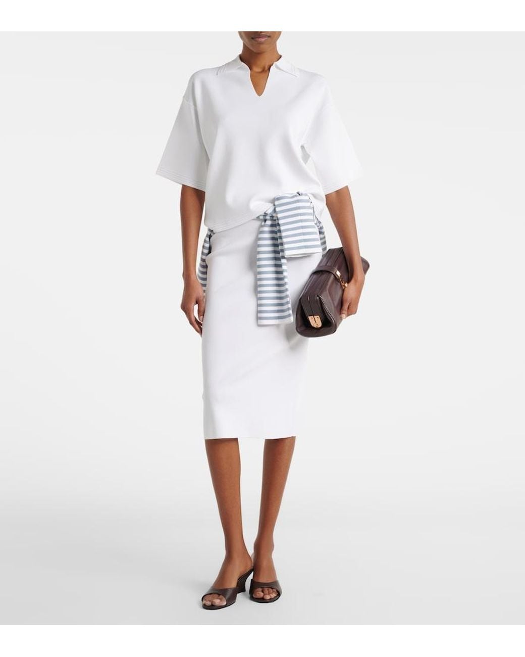 Max Mara White Gennaio Knitted Pencil Skirt