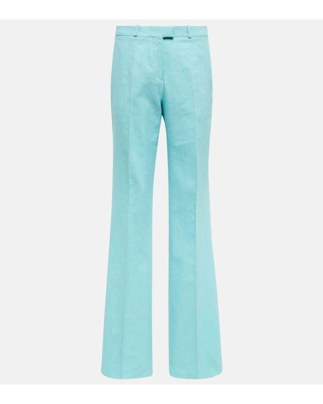 Etro Blue High-Rise Straight Pants