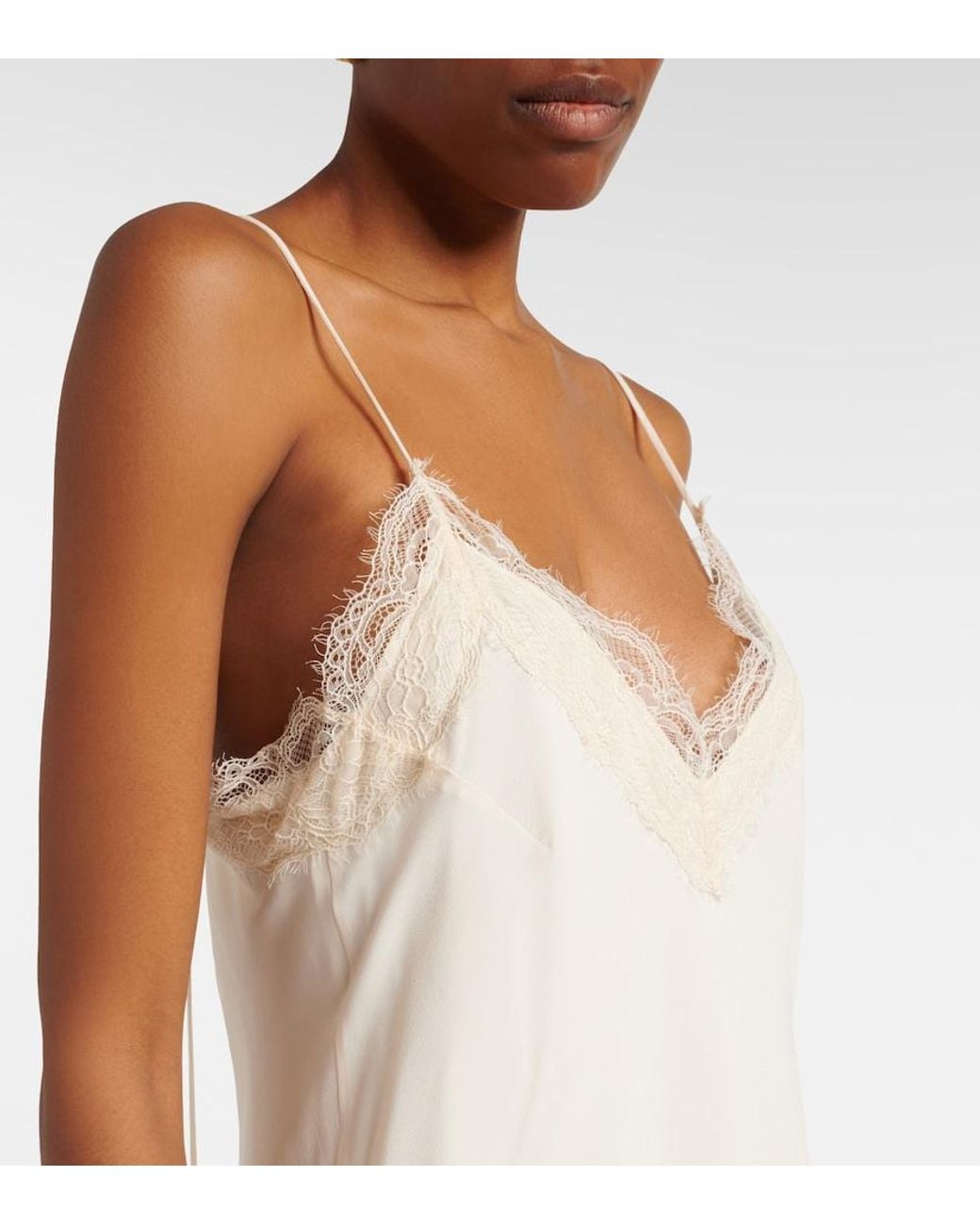 Rohe White Lace-Trimmed Satin Camisole