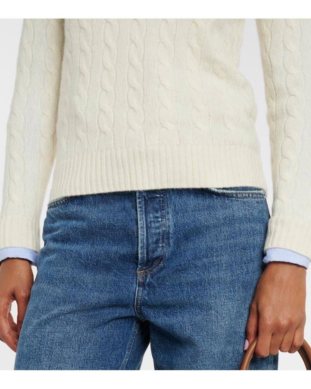 Polo Ralph Lauren White Kimberly Wool And Cashmere Sweater