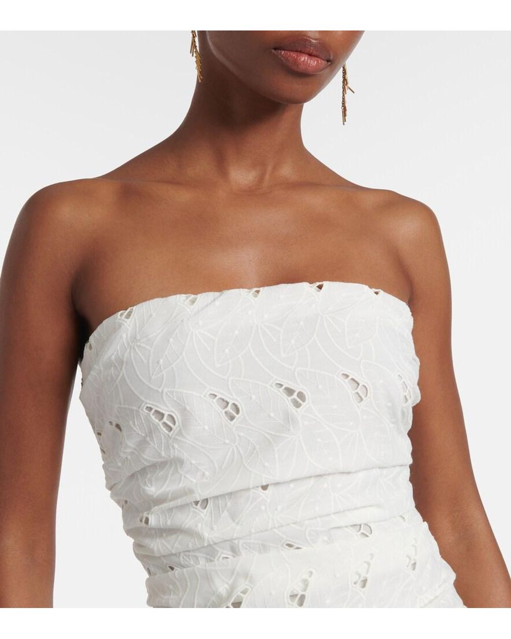 Faithfull The Brand White Moa Broderie Anglaise Draped Maxi Dress