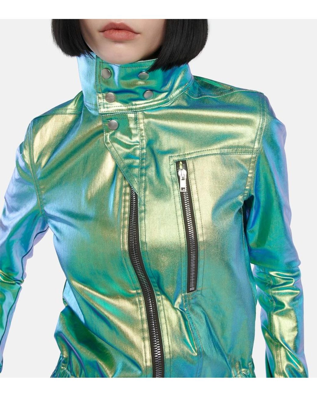 Rick Owens Green Iridescent Slim-Leg Jumpsuit