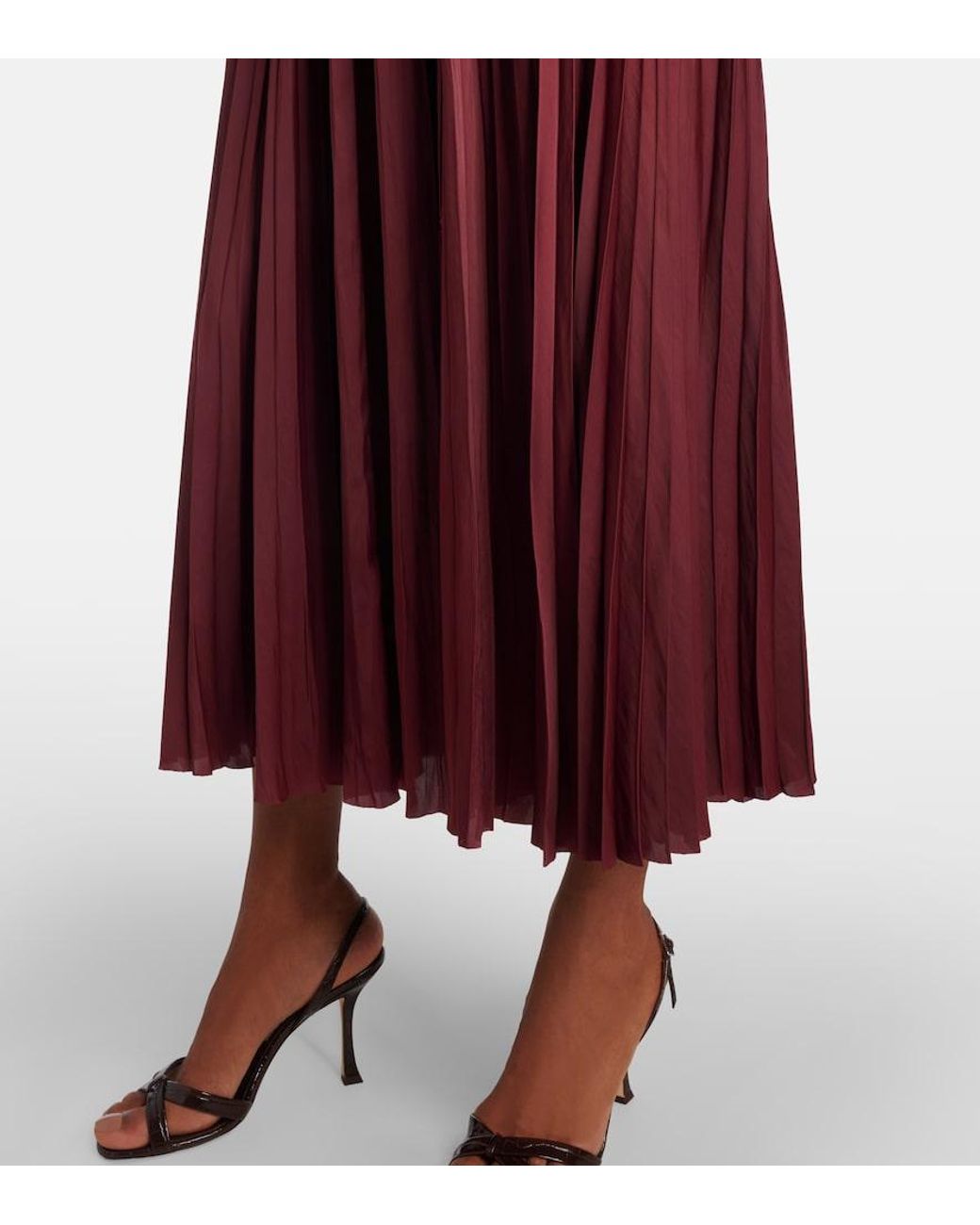 Ulla Johnson Red Alexia Satin Plisse Midi Dress