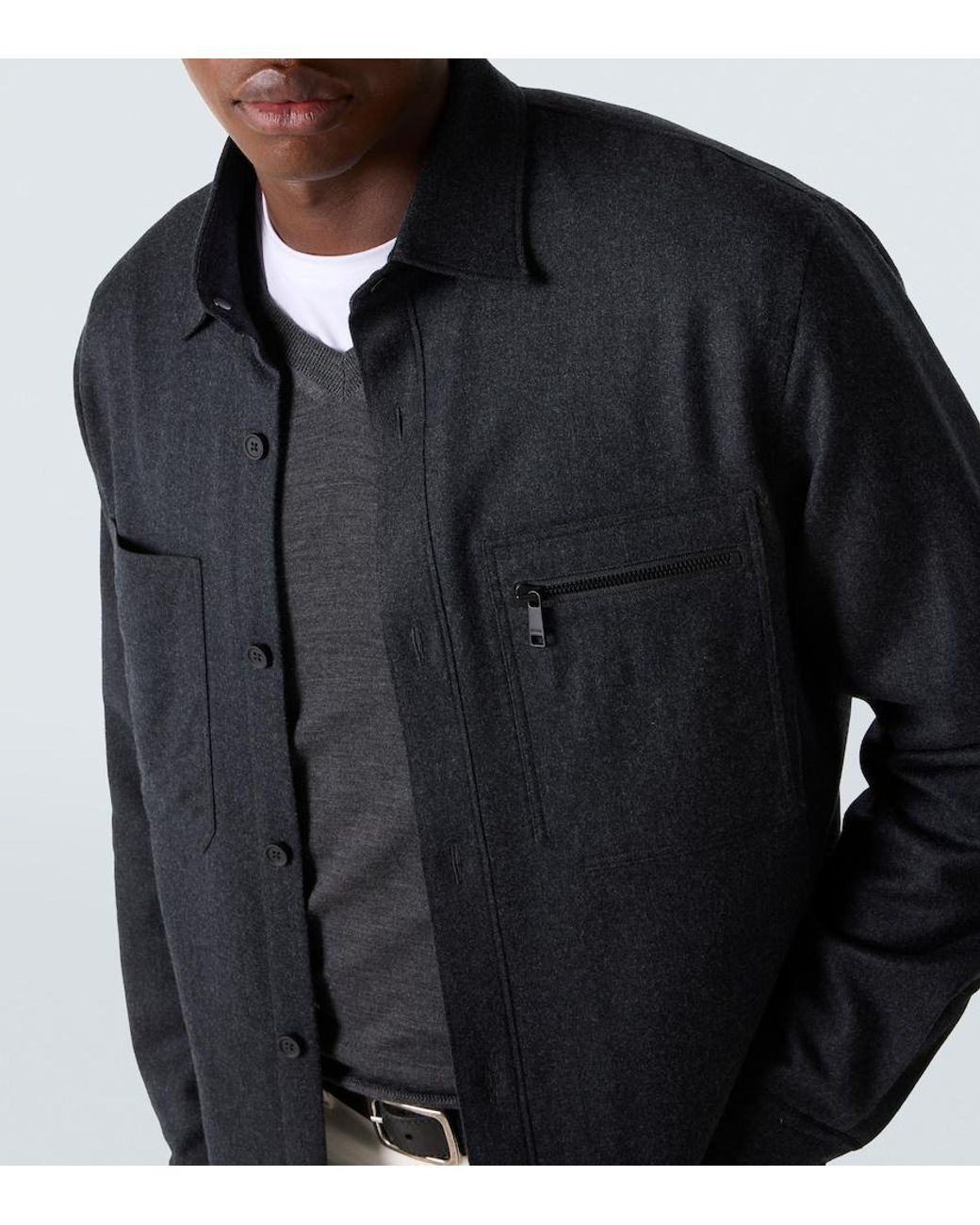 Zegna Blue Wool Overshirt for men