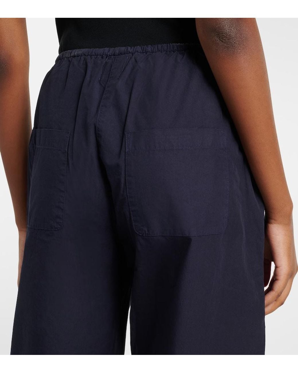 Leset Blue Kyoto Cotton Wide-Leg Pants