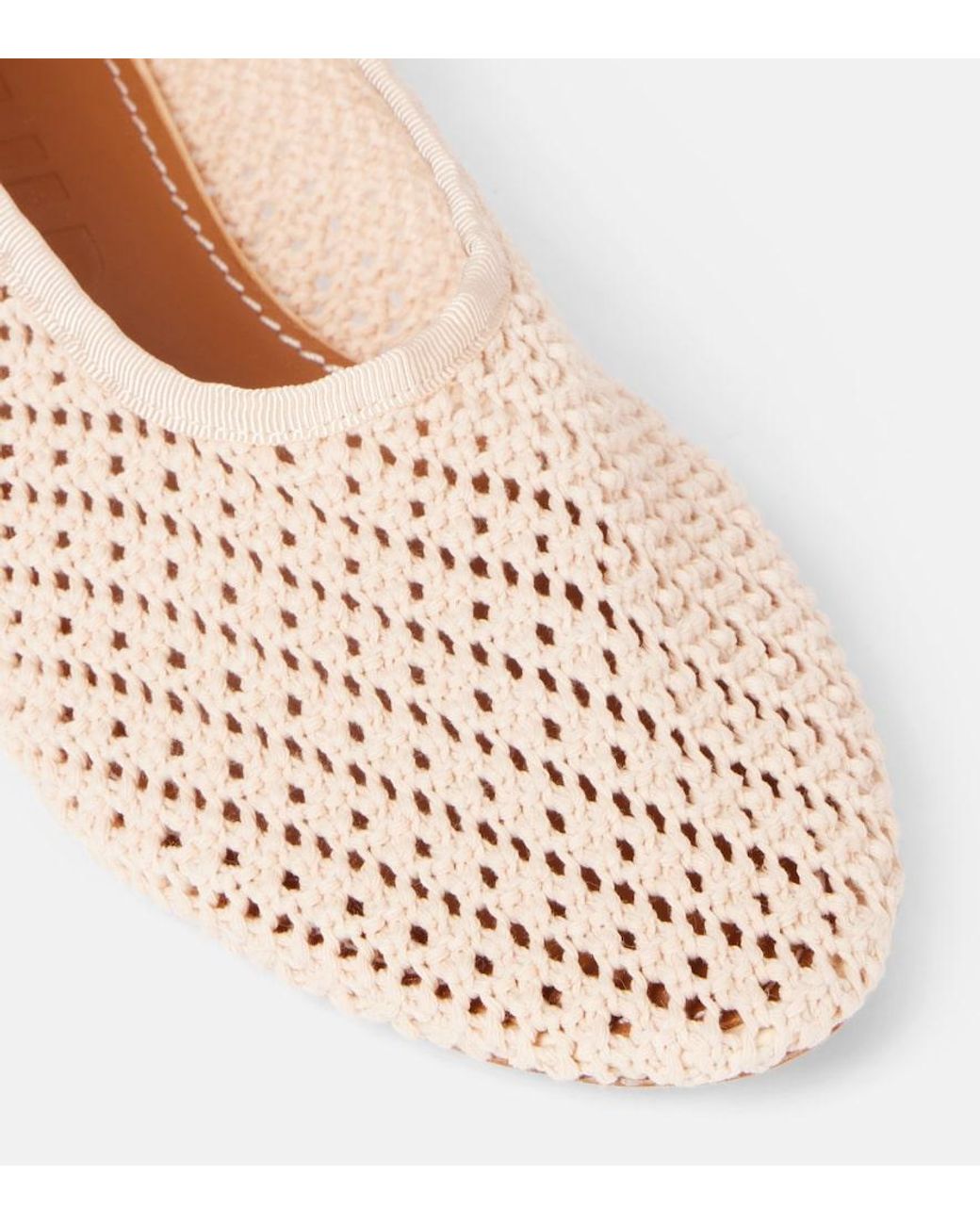 Staud Pink Alba Crochet Ballet Flats