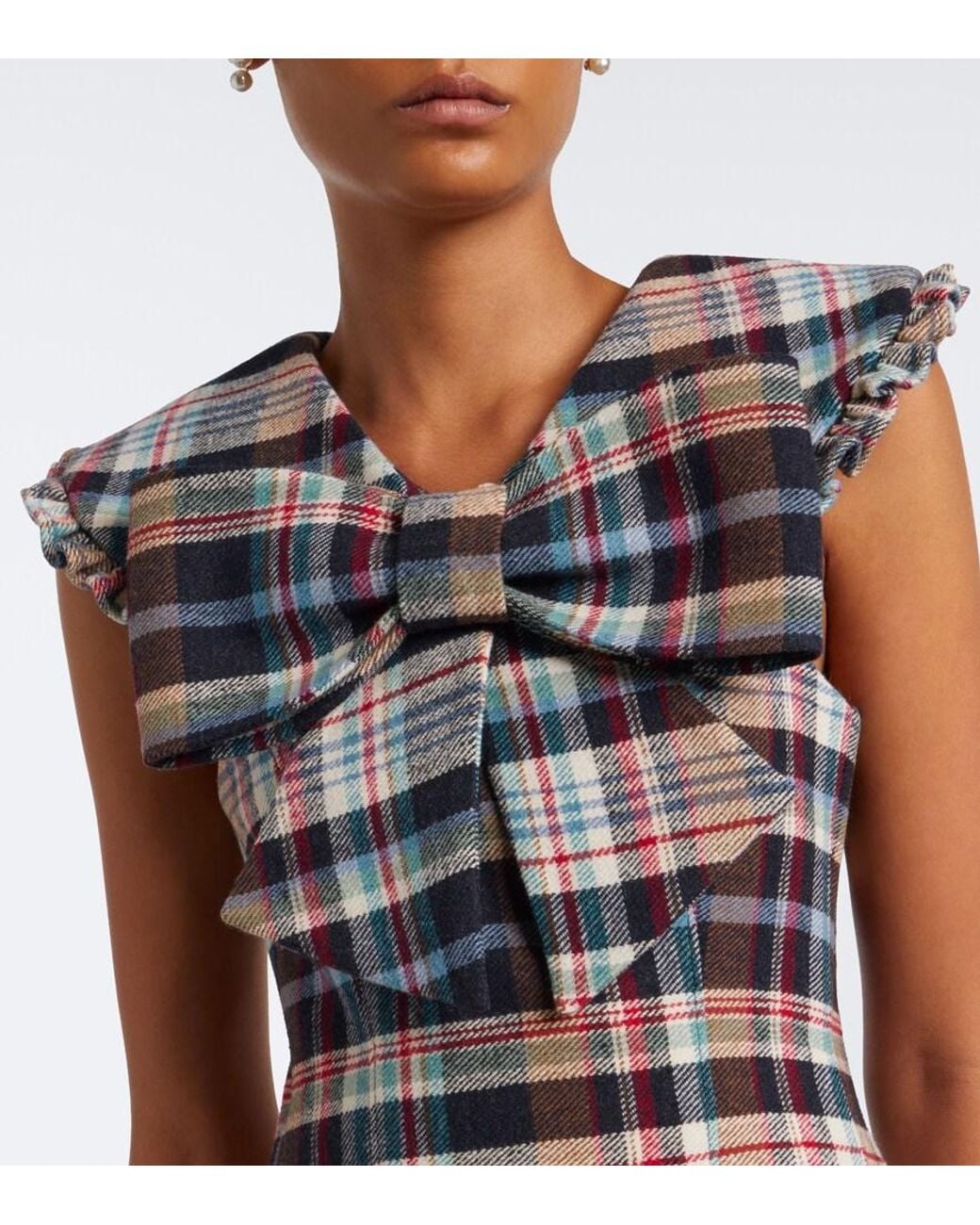 ShuShu/Tong Black Checked Cotton And Wool-Blend Minidress