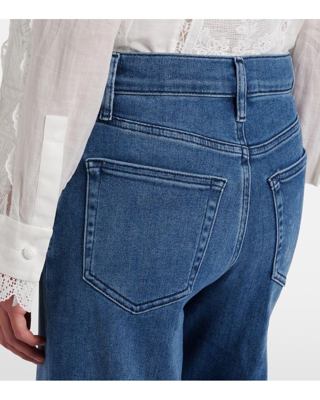 FRAME Blue Le Slim Palazzo Wide-Leg Jeans