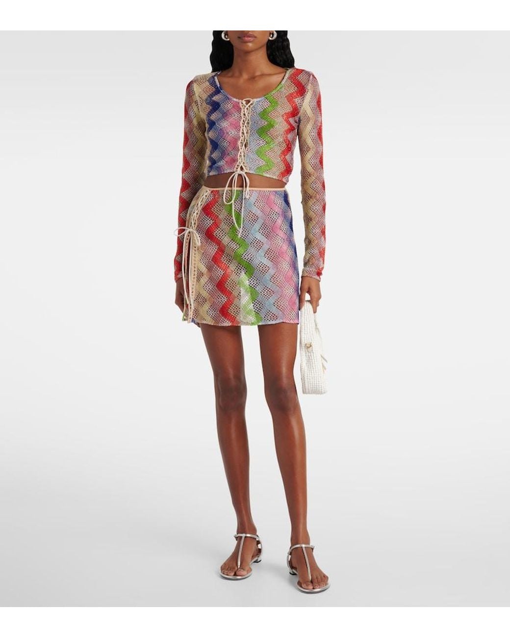 Minifalda De Croche En Zigzag Missoni de color Pink