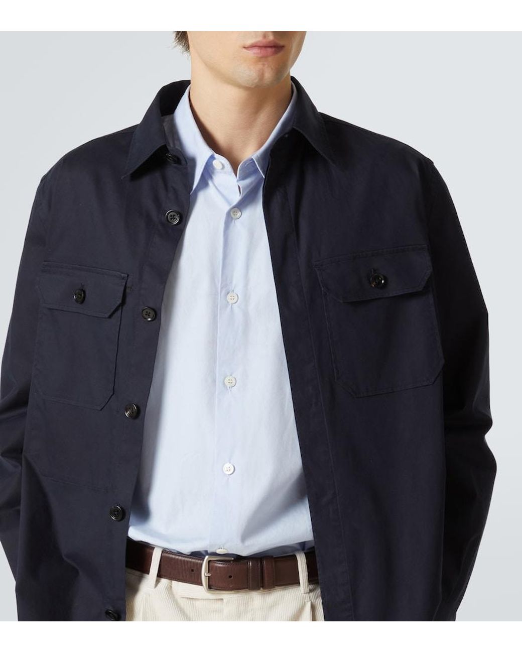 Zegna Blue Cotton-Blend Shirt for men