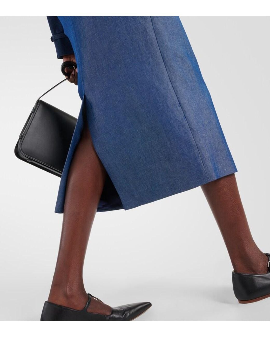 Gabriela Hearst Blue Manuela Wool And Linen Maxi Skirt