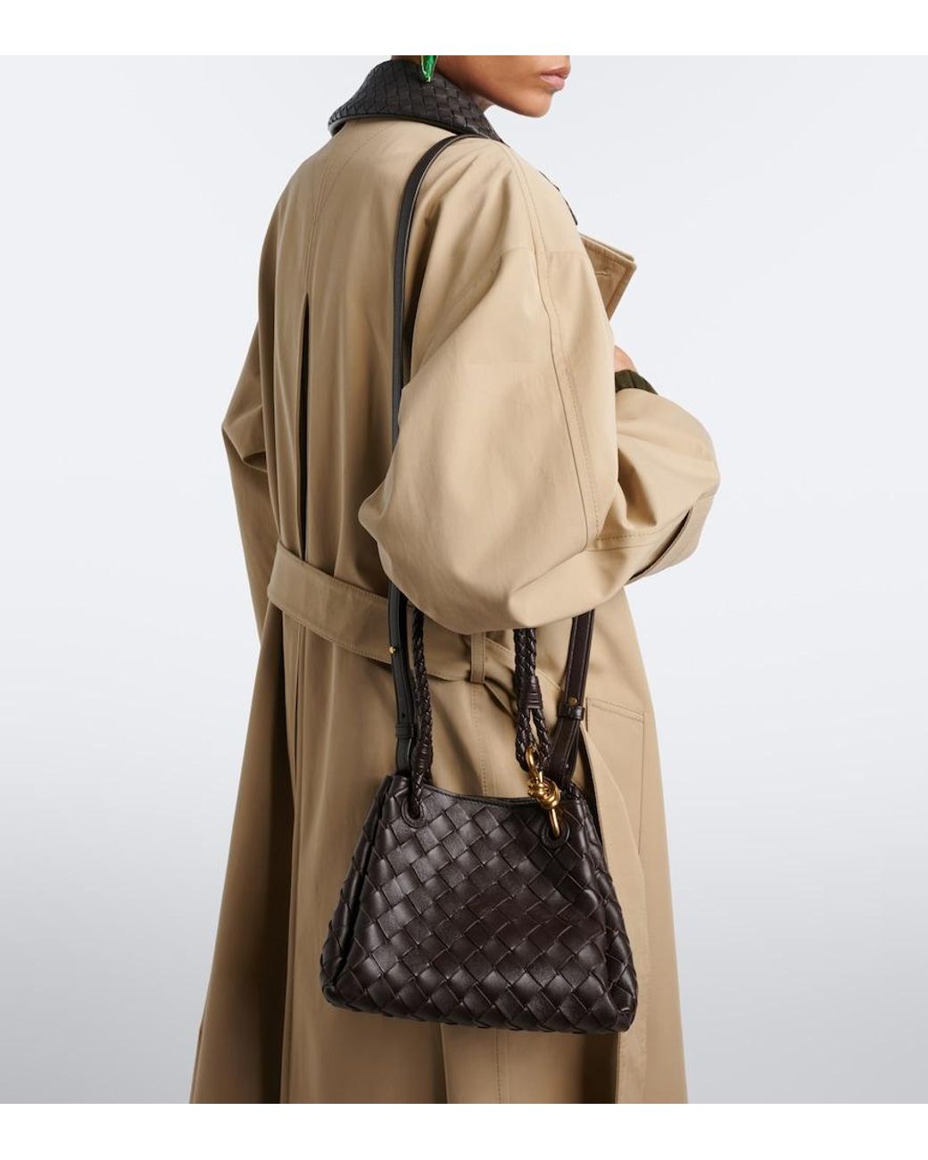 Bottega Veneta Black Parachute Small Intrecciato Leather Shoulder Bag