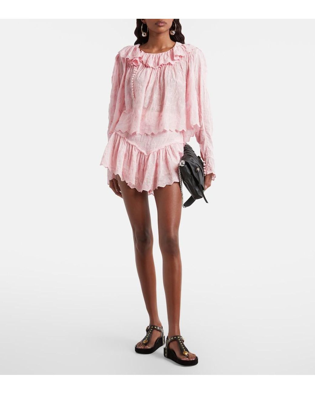 Isabel Marant Pink Zoelia Embroidered Cotton And Silk-Blend Mini Skirt