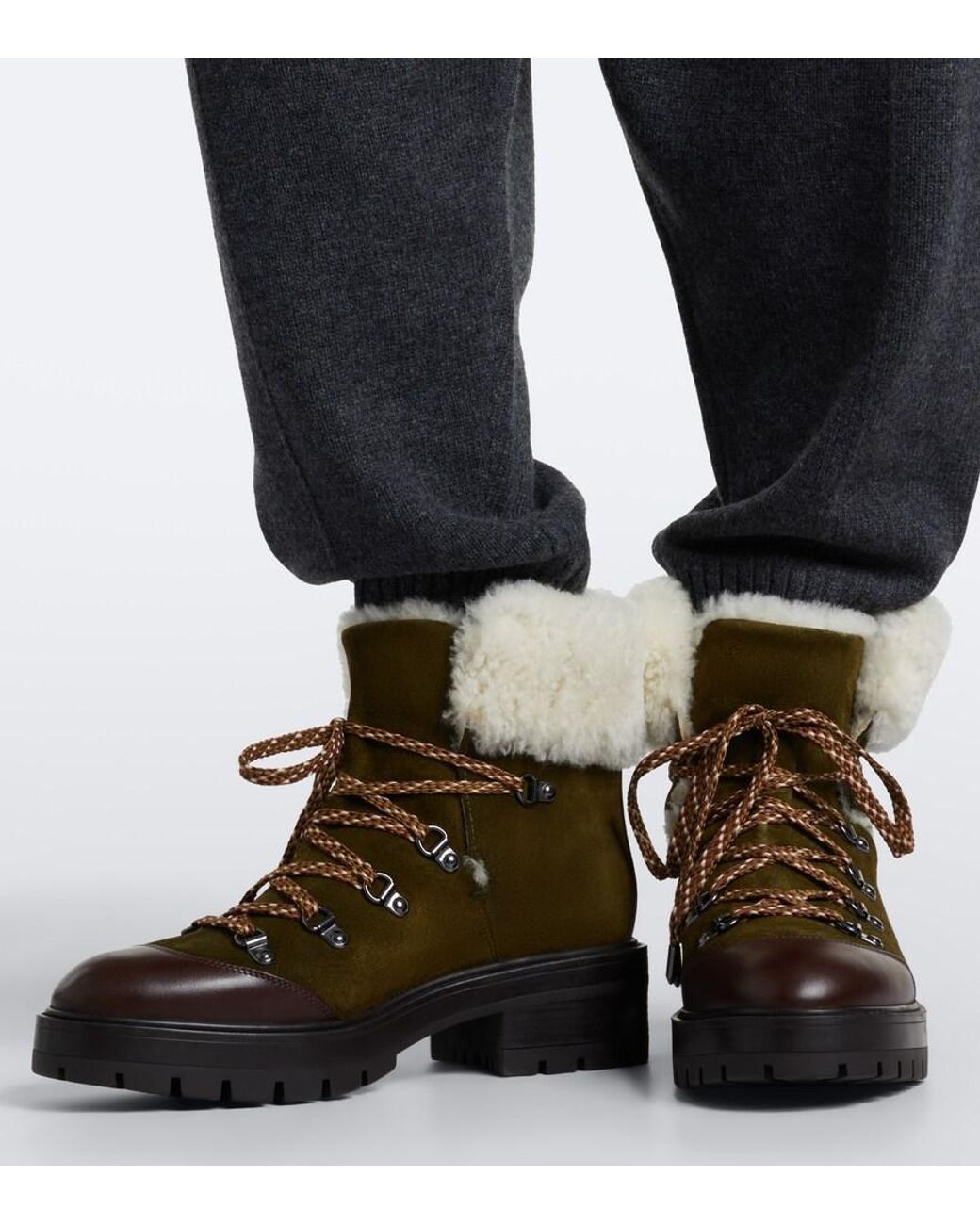 Aquazzura Brown Val Disere Suede Lace-Up Boots
