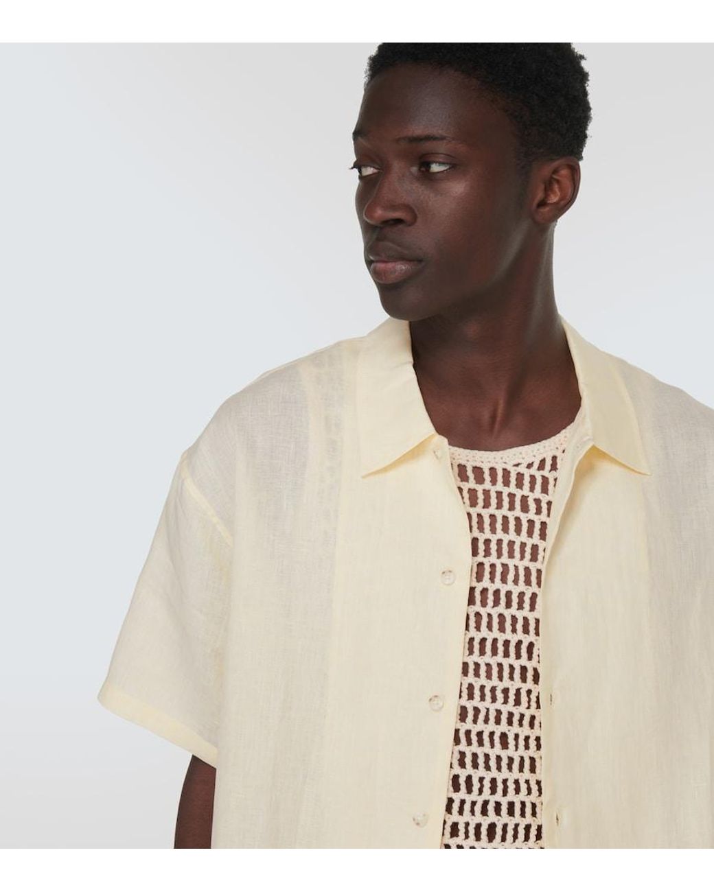 Commas Natural Oversized Linen Shirt for men