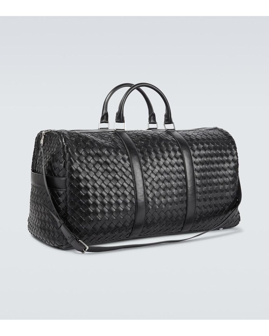 Bottega Veneta Black Large Intrecciato Leather Duffel Bag for men
