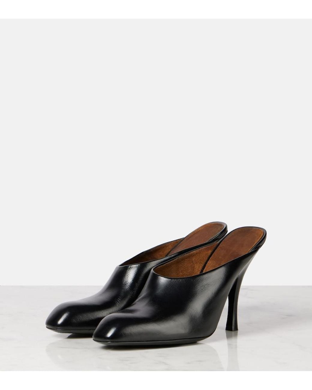 Khaite Brown Colt 100 Leather Mules