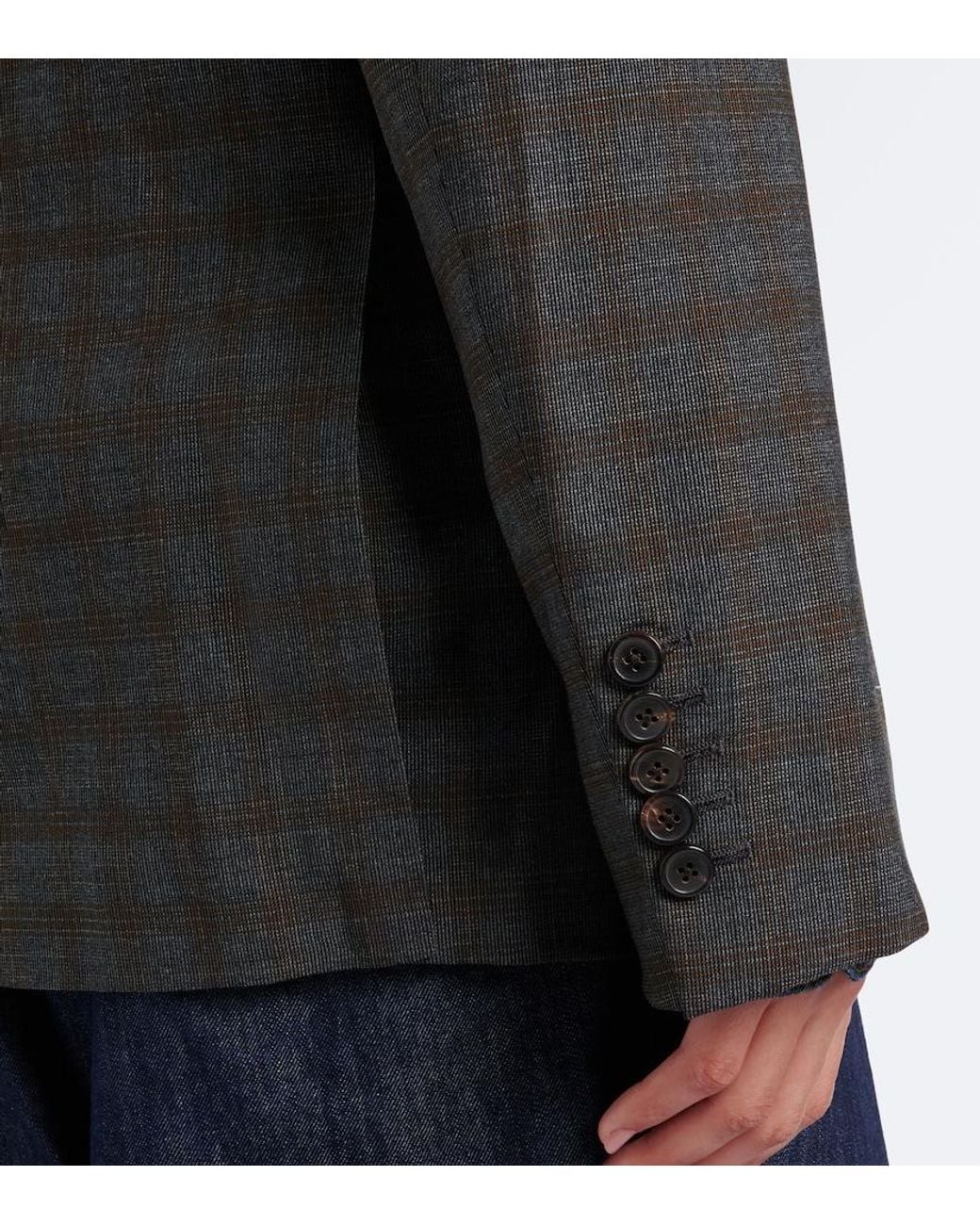 Dries Van Noten Black Checked Double-Breasted Wool Blazer