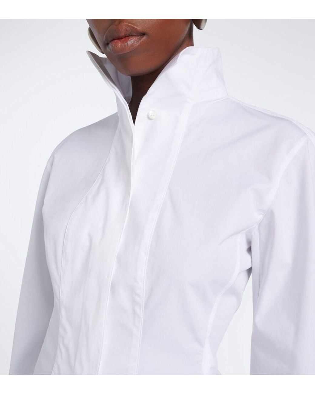 Jacquemus White Tulipe Open-Back Cotton Poplin Shirt