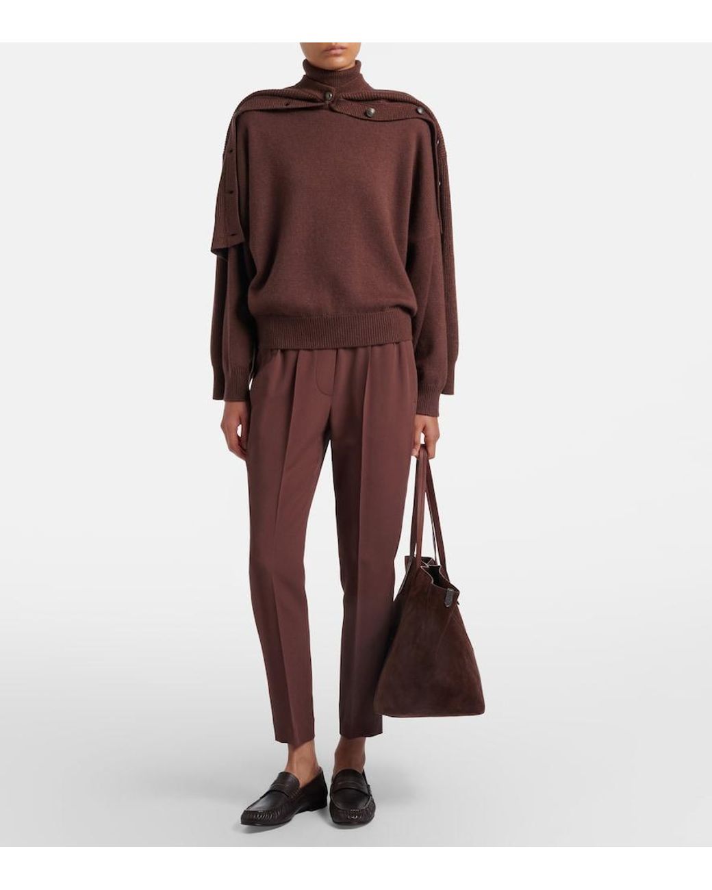 Brunello Cucinelli Purple Crepe Straight Pants
