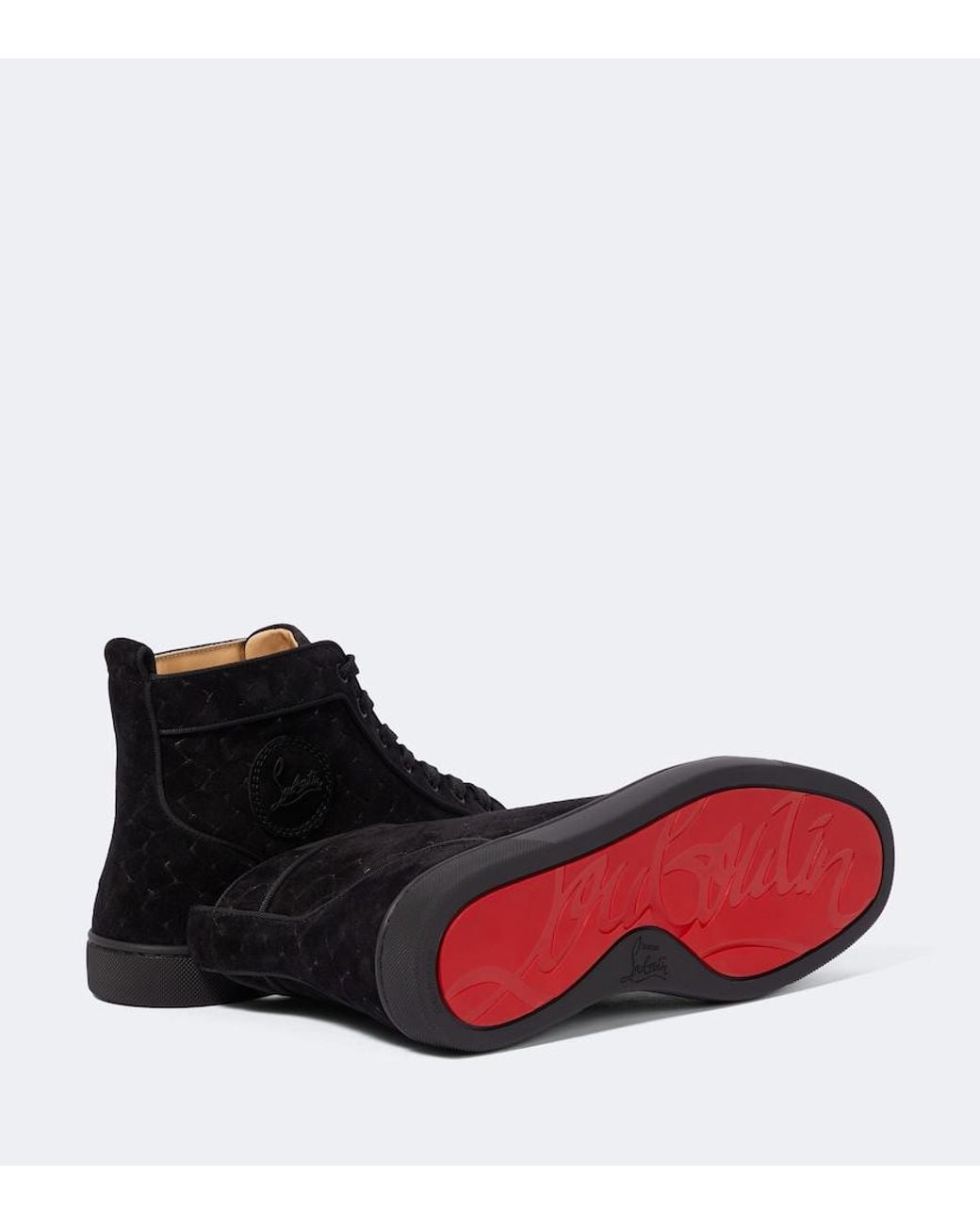 Christian Louboutin Black Louis Suede High-Top Sneakers for men