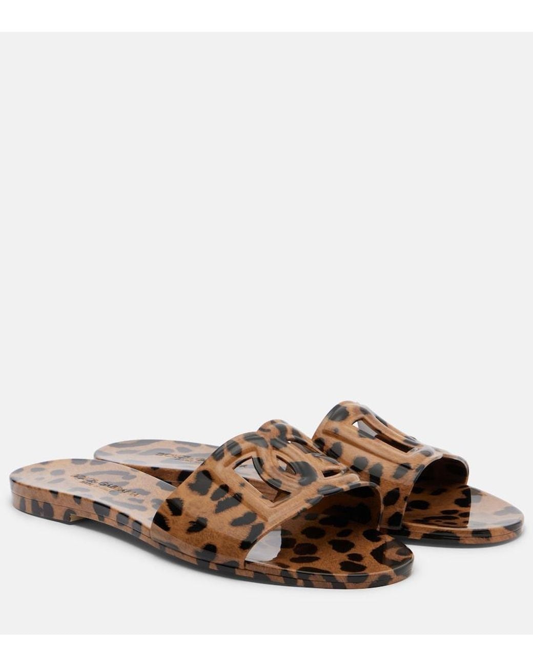 Dolce & Gabbana Brown Dg Leopard-Print Slides