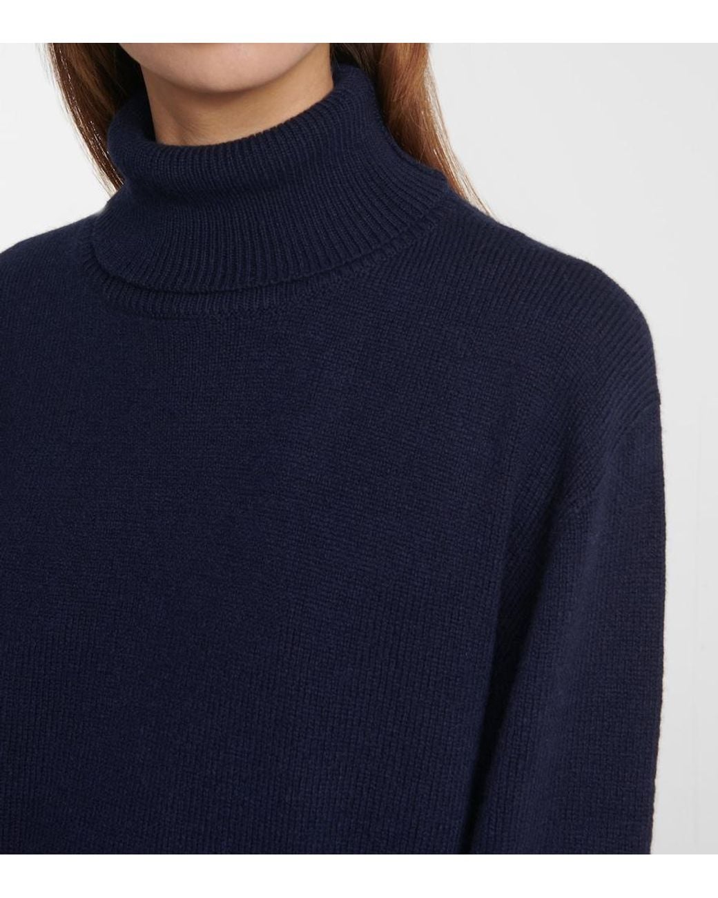 The Row Blue Milina Turtleneck Wool And Cashmere Sweater