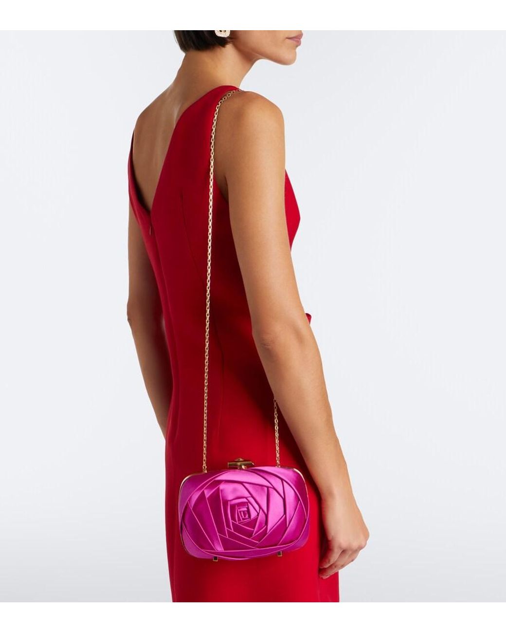 Roger Vivier Purple Rose Vivier Satin Clutch