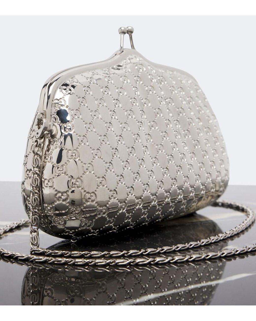Gucci White Gg Mini Clutch