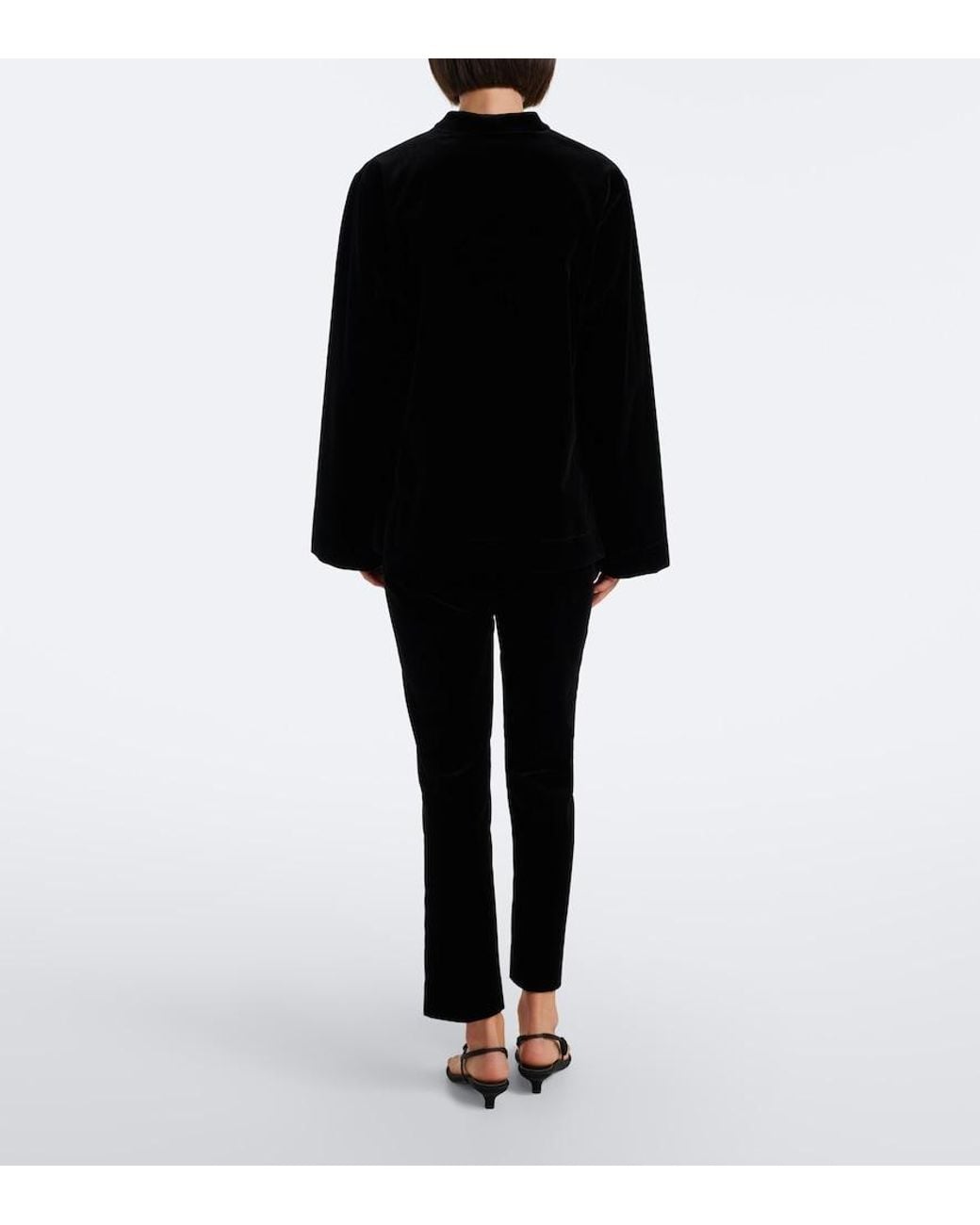 Rohe Black Cotton Velvet Cigarette-Leg Pants