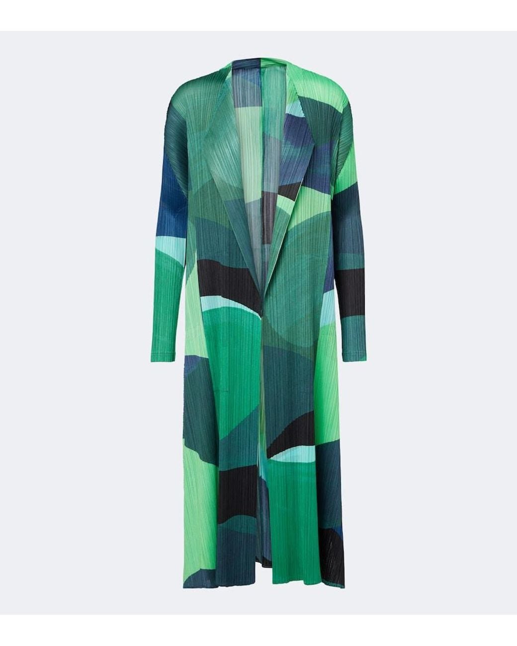 Pleats Please Issey Miyake Green Orbit Printed Pleated Cardigan