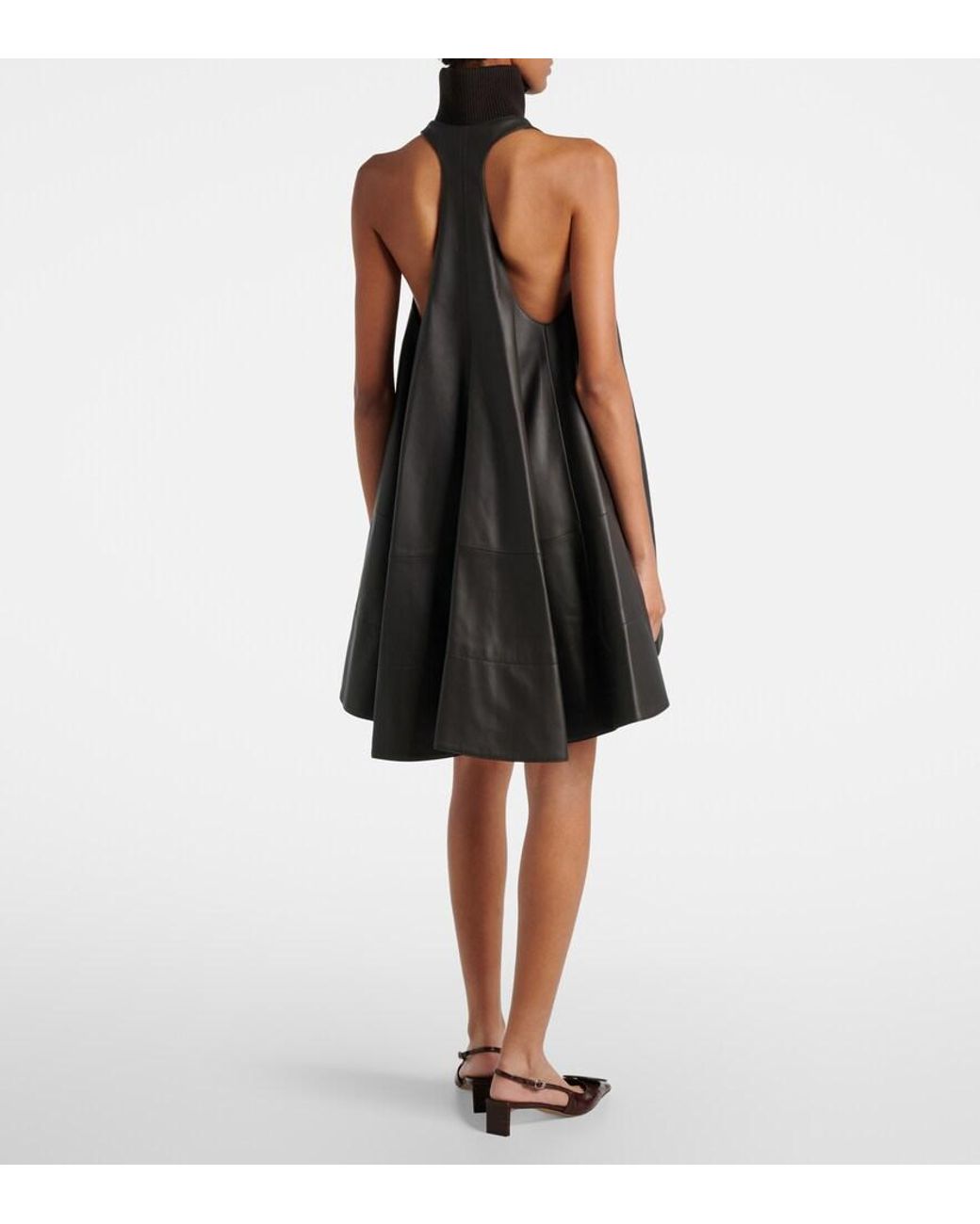 Jacquemus Black Triangle Leather Minidress