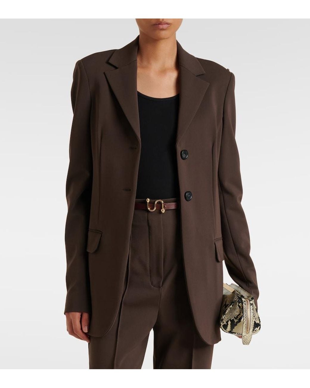 Sportmax Brown Single-Breasted Blazer