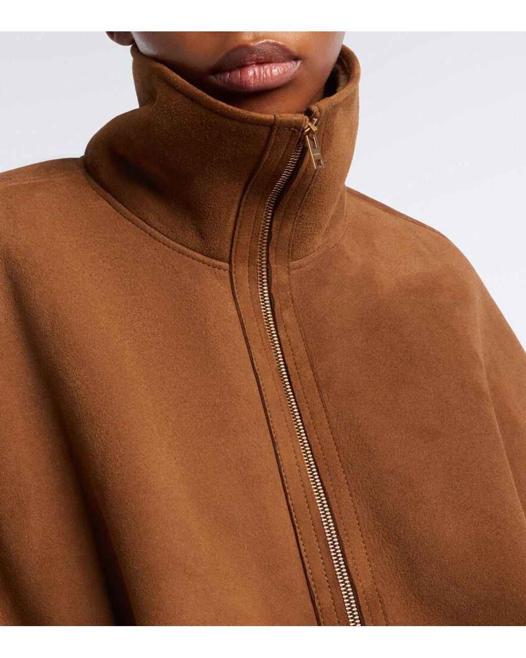 Acne Brown Shearling-Lined Suede Bomber Jacket