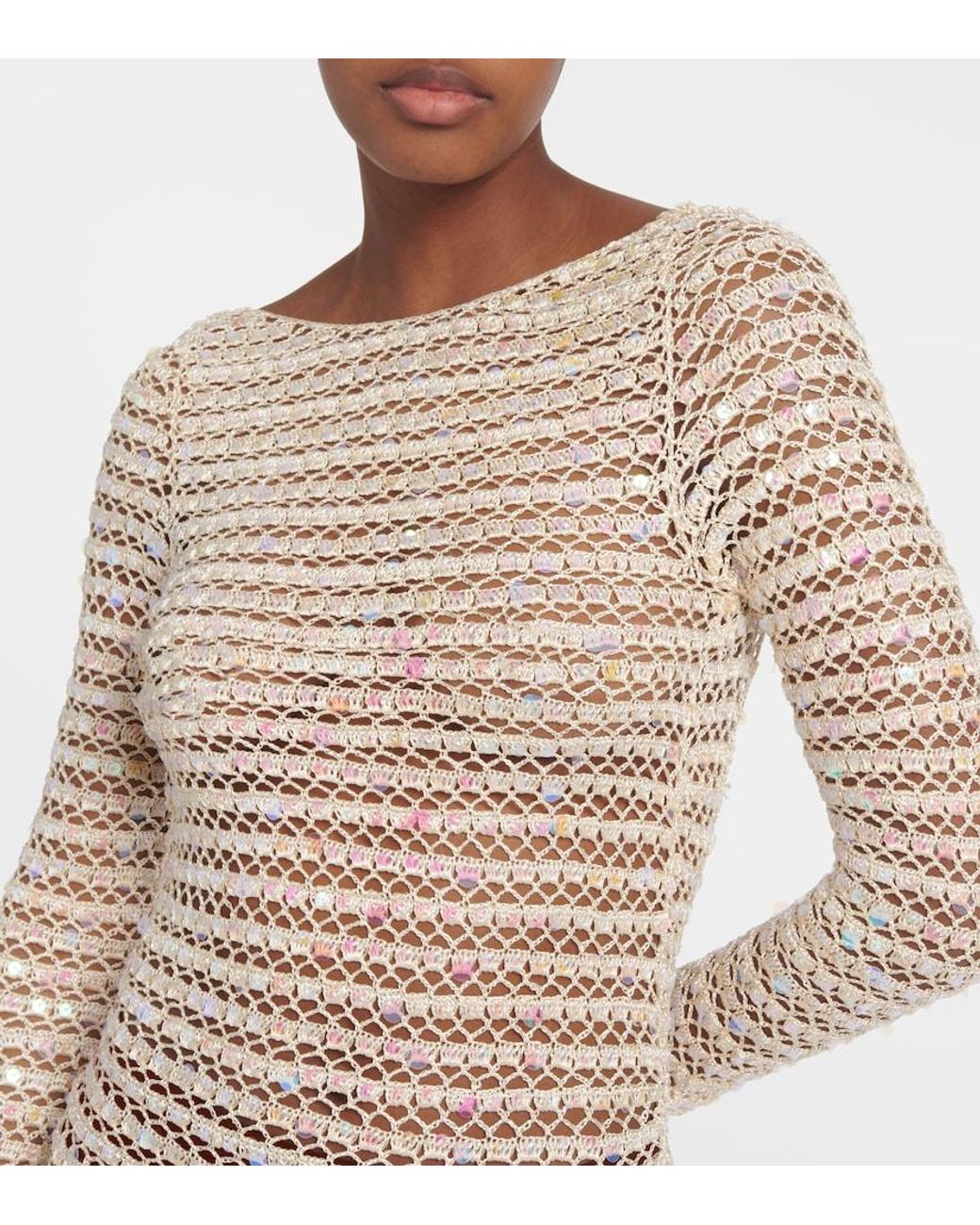 AYA MUSE White Sequined Maxi Dress