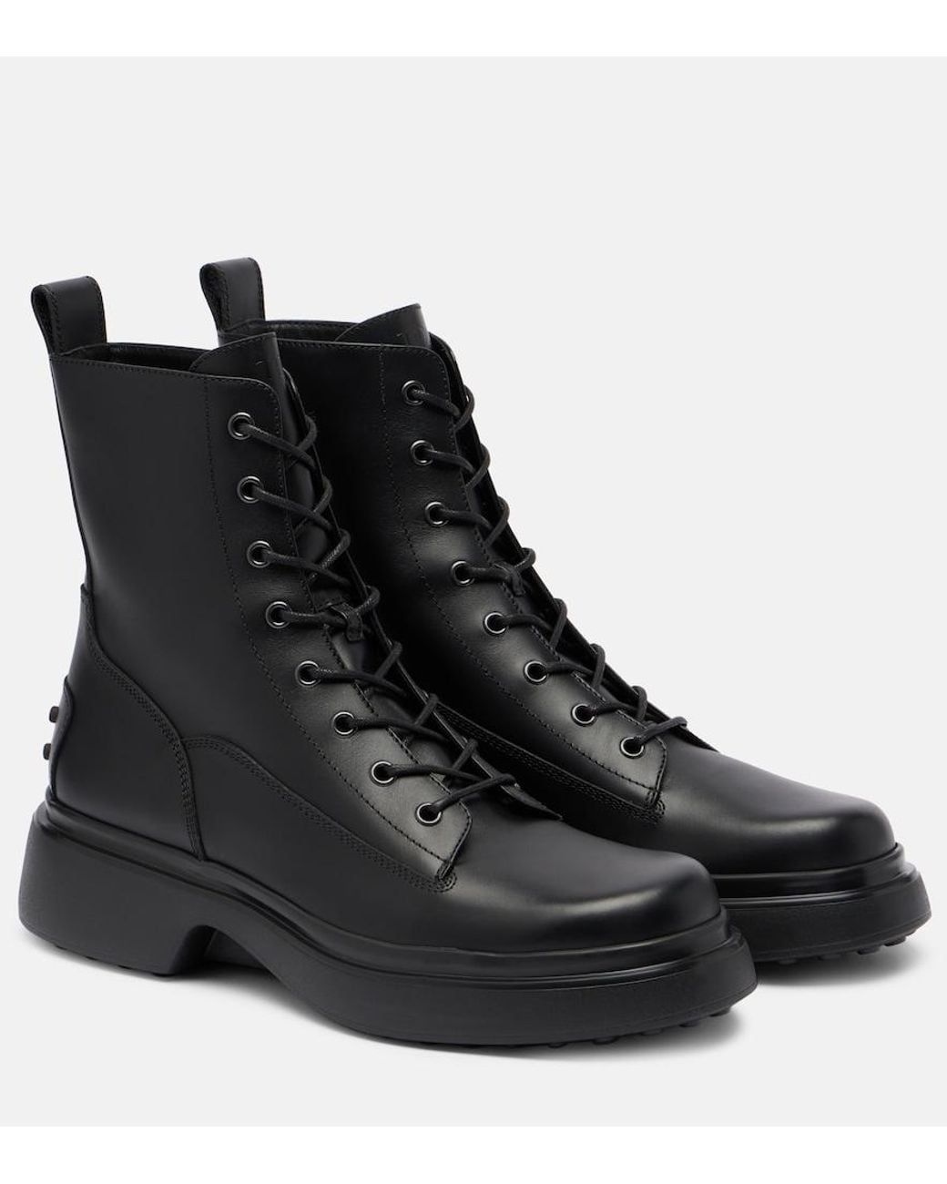 Tod's Black Leather Combat Boots