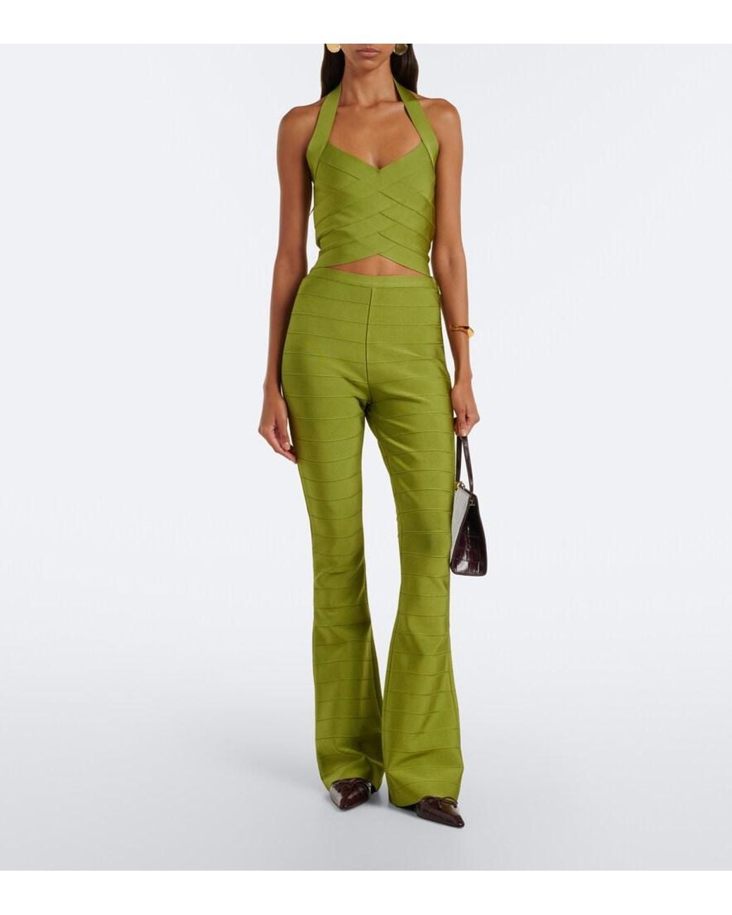 retroféte Green Pippa Flared Pants
