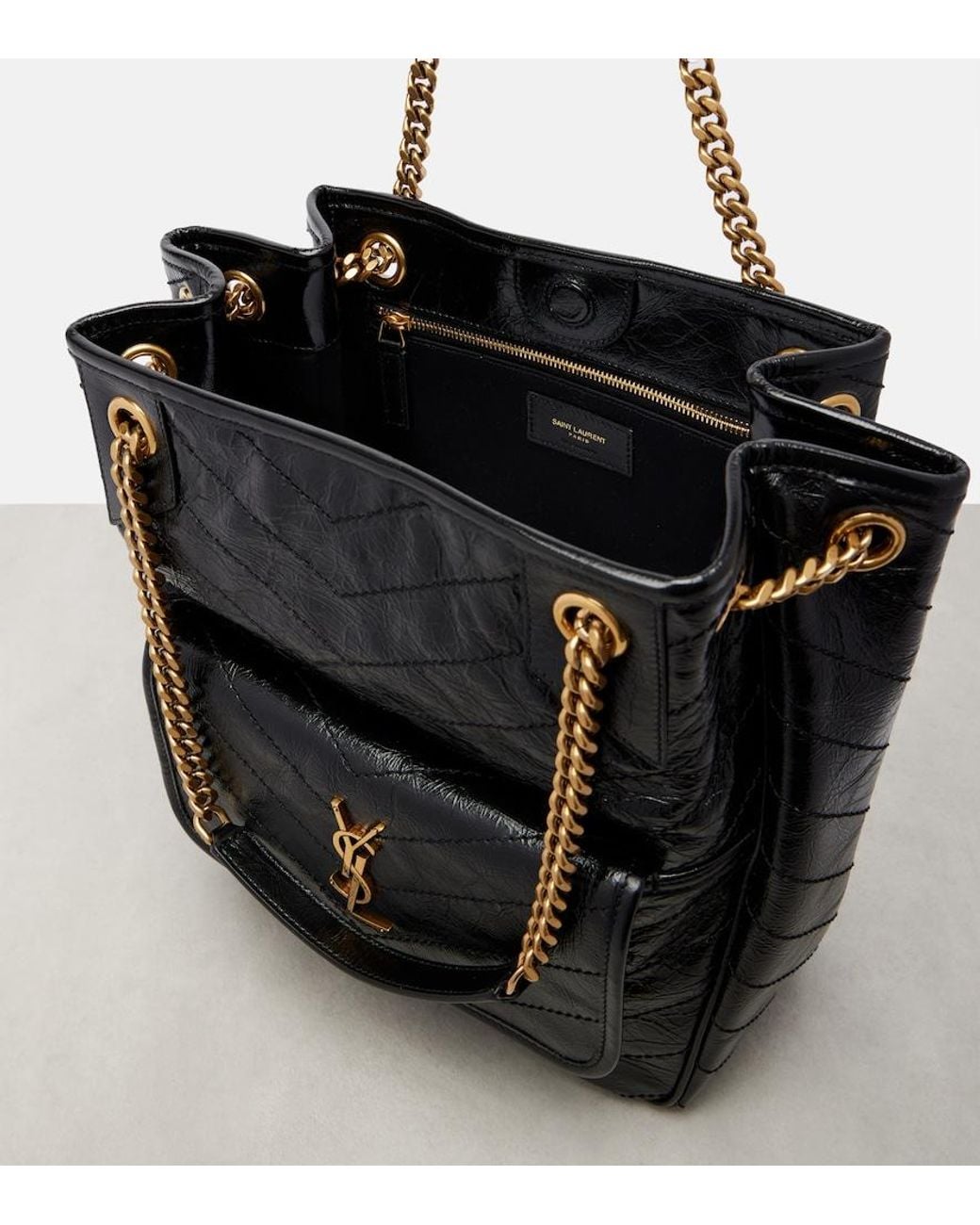 Saint Laurent Black Niki Small Leather Tote Bag