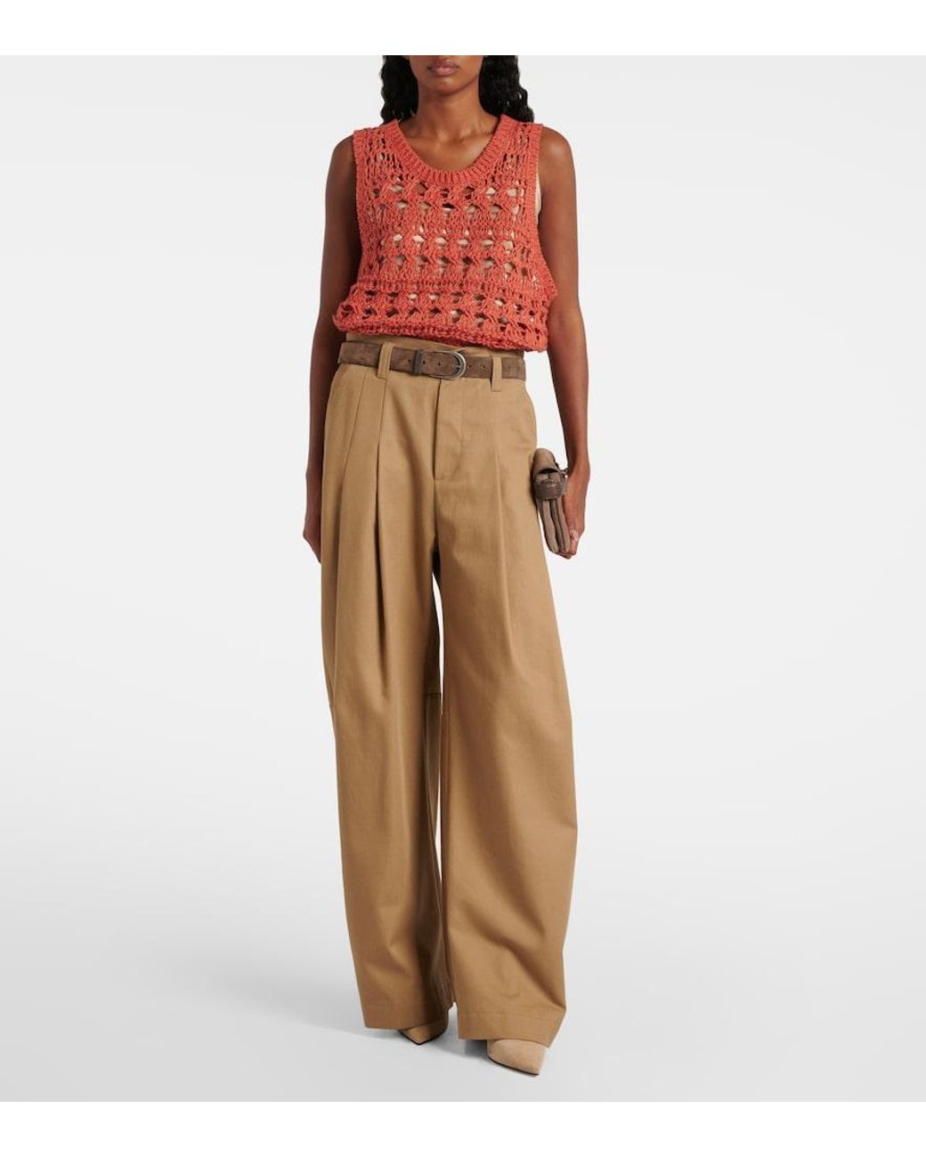 Brunello Cucinelli Red Pullunder Aus Haekelstrick
