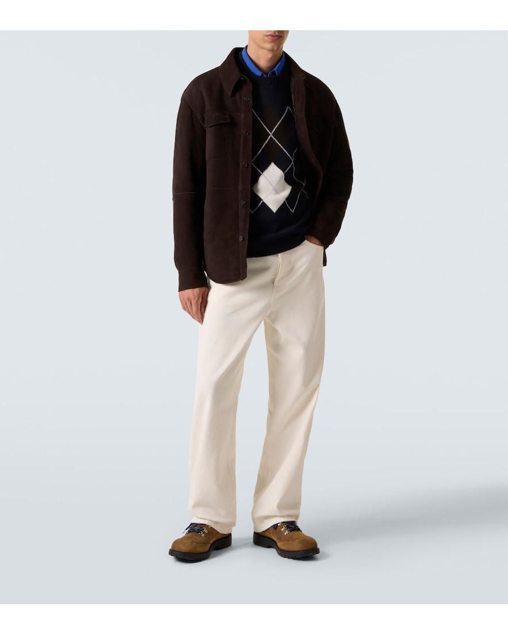 arch4 Blue Argyle Cashmere Sweater for men