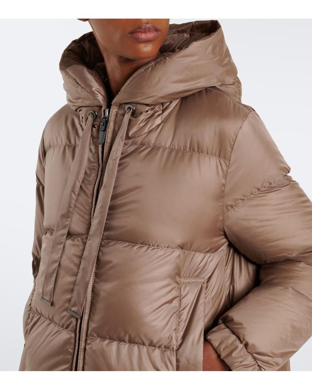 Max Mara Brown The Cube Hooded Quilted Down Jacket