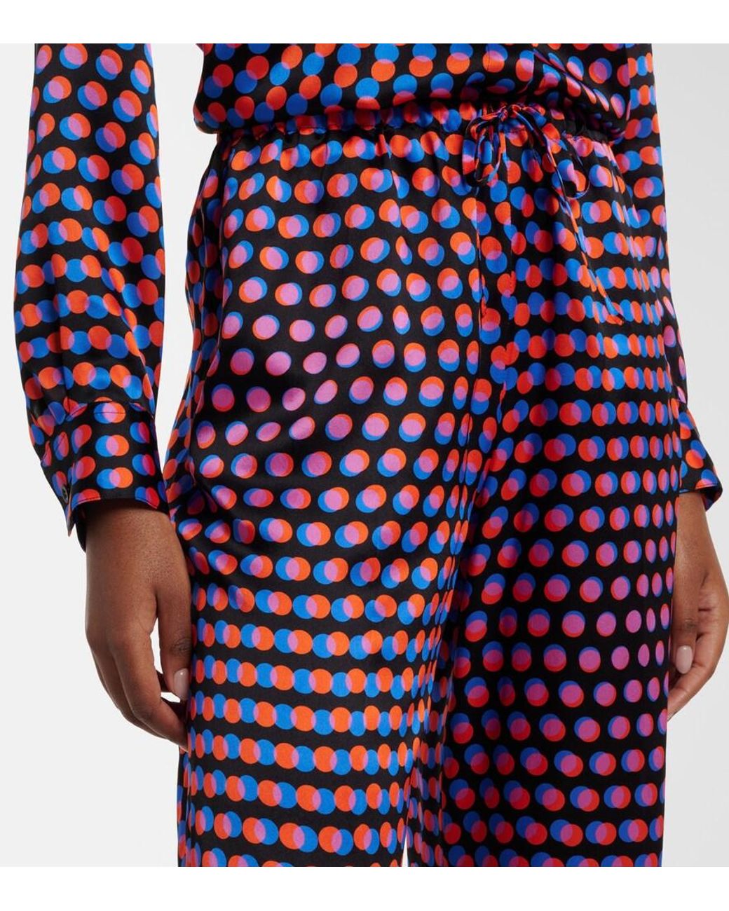 Dries Van Noten Red Polka-Dot Silk Wide-Leg Pants