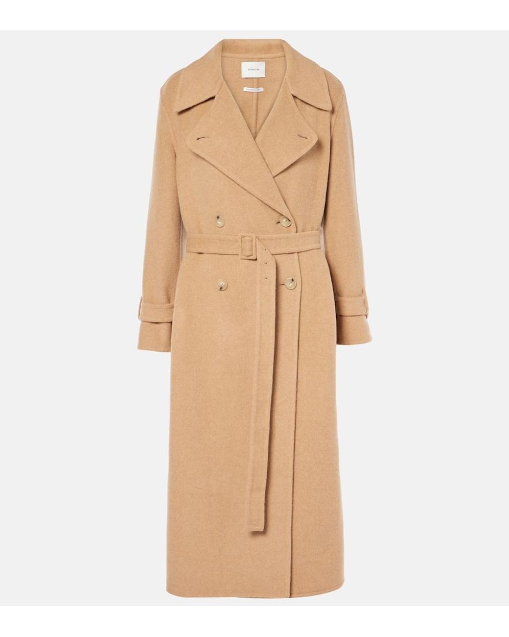 Vince Natural Belted Double-Breasted Wool Coat