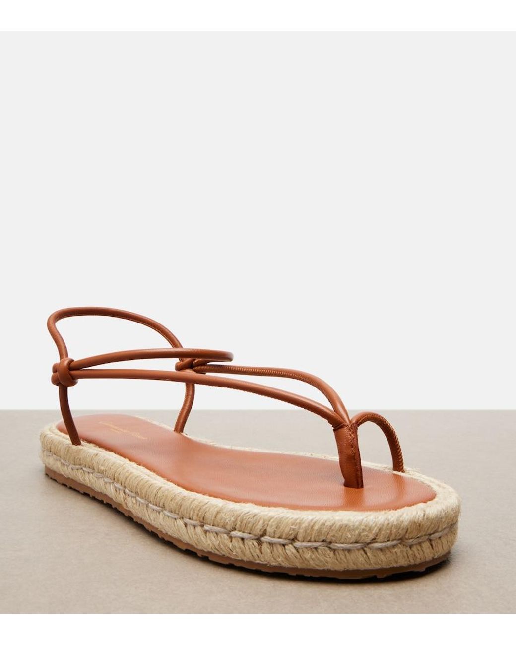 Gianvito Rossi Brown Leather Espadrille Sandals