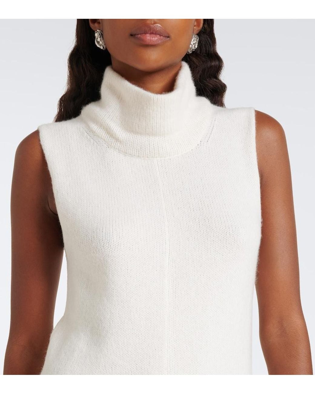 Magda Butrym White Wool, Silk, And Cashmere Midi Dress