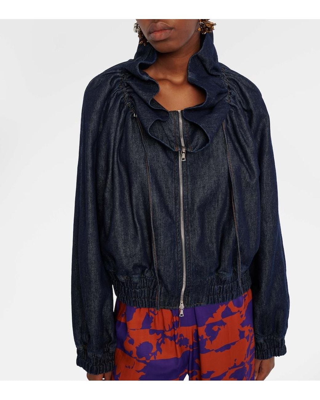 Dries Van Noten Blue Denim Bomber Jacket