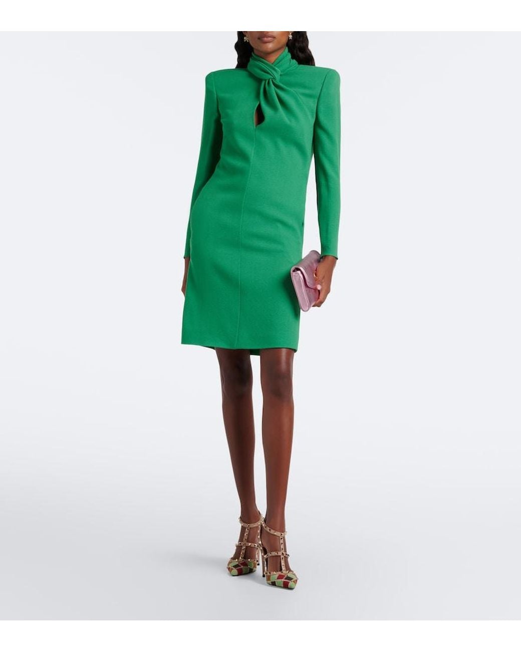Valentino Garavani Green Virgin Wool Minidress