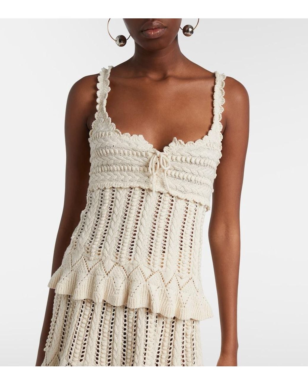 Isabel Marant Natural Neves Crochet Cotton Top