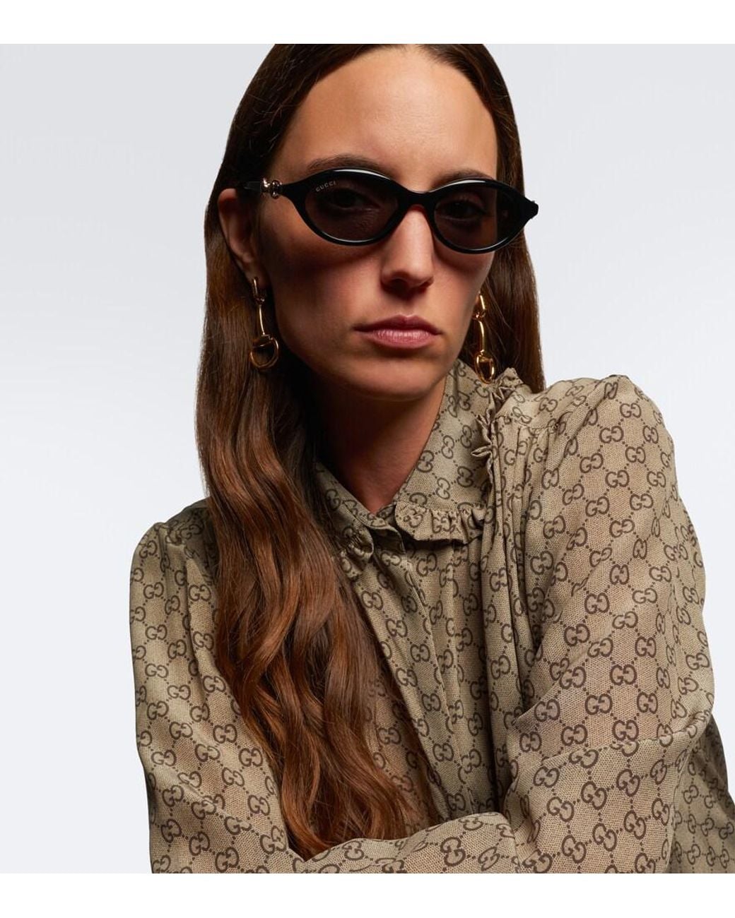 Gucci Black Horsebit Round Sunglasses